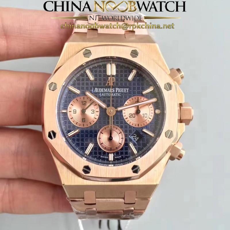 Replica Audemars Piguet Royal Oak Chronograph 26331 JH Rose Gold Blue Dial Swiss 7750