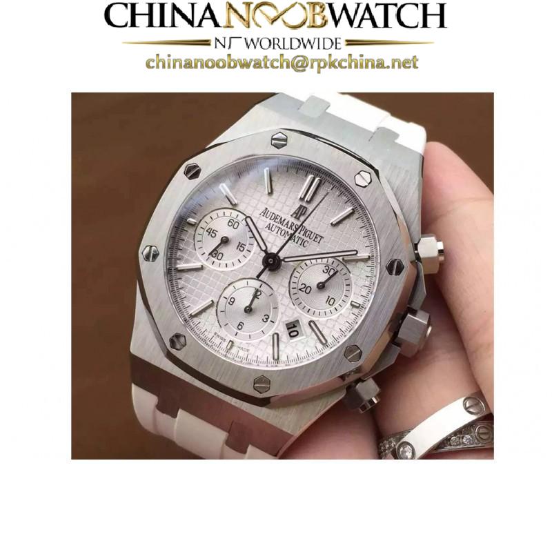 Replica Audemars Piguet Royal Oak Chronograph 26331 Stainless Steel White Dial Rubber Strap Swiss 7750