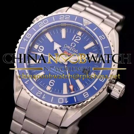 Replica Omega Seamaster Planet Ocean GMT Stainless Steel Blue Dial  Swiss 8605