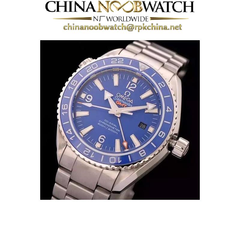 Replica Omega Seamaster Planet Ocean GMT Stainless Steel Blue Dial  Swiss 8605