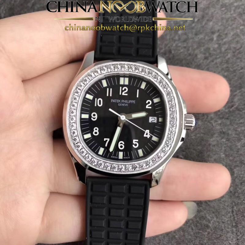 Replica Patek Philippe Aquanaut Luce Ladies 5067A-001 N Stainless Steel & Diamonds Black Dial Swiss E23-250SC