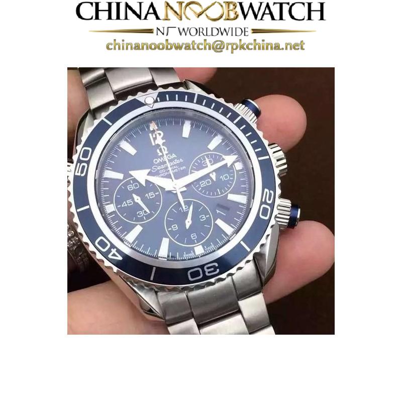 Replica Omega Seamaster Planet Ocean Chronograph 45MM Stainless Steel Blue Dial Swiss 7750