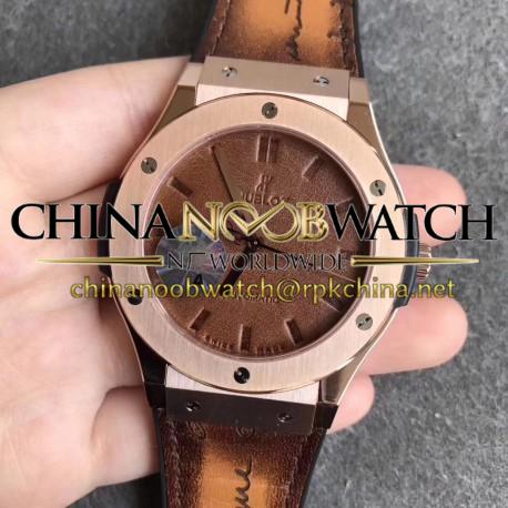 Replica Hublot Classic Fusion Berluti Scritto 511.OX.0500.VR.BER16 SR V2 Rose Gold Brown Leather Dial Swiss HUB1100