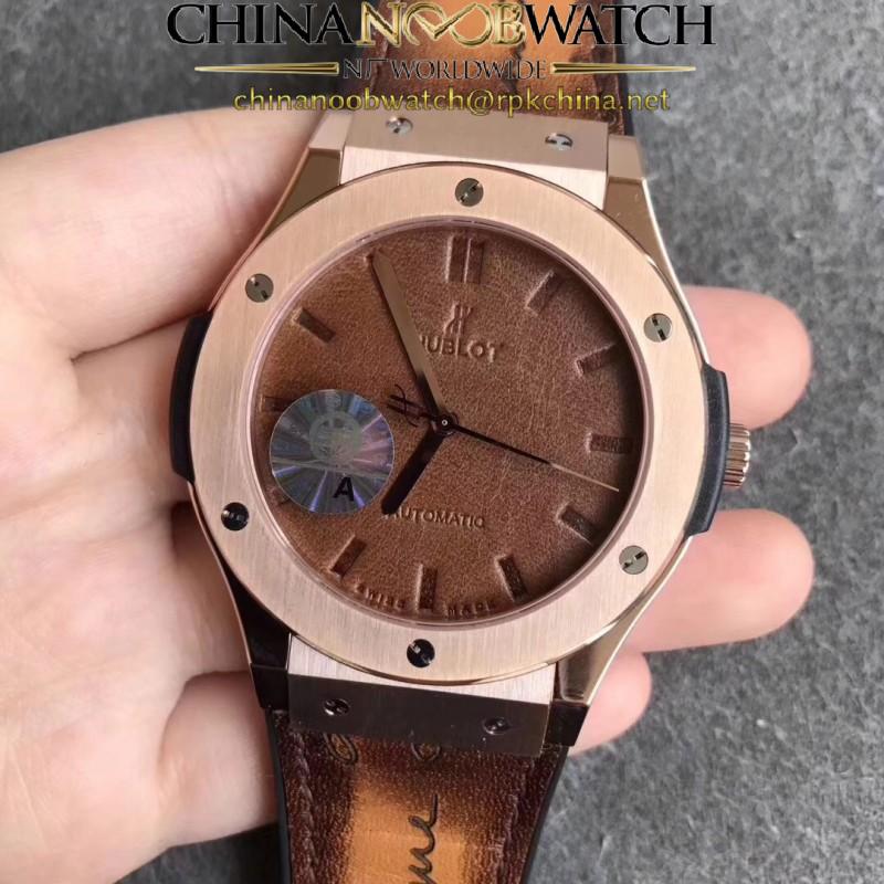 Replica Hublot Classic Fusion Berluti Scritto 511.OX.0500.VR.BER16 SR V2 Rose Gold Brown Leather Dial Swiss HUB1100