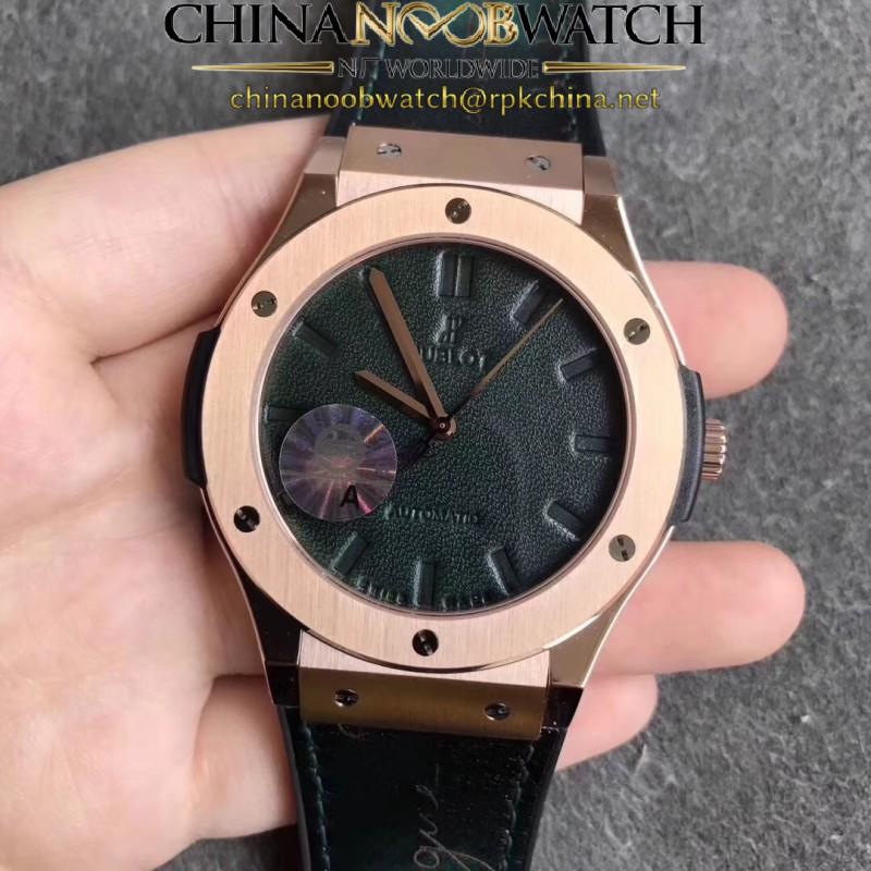 Replica Hublot Classic Fusion Berluti Scritto 511.OX.0500.VR.BER16 SR V2 Rose Gold Green Leather Dial Swiss HUB1100