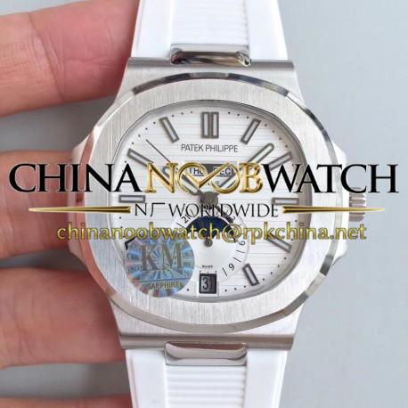 Replica Patek Philippe Nautilus Annual Calendar Moonphase 5726A KM V2 Stainless Steel White Dial Swiss 324 S QA LU 24H/303