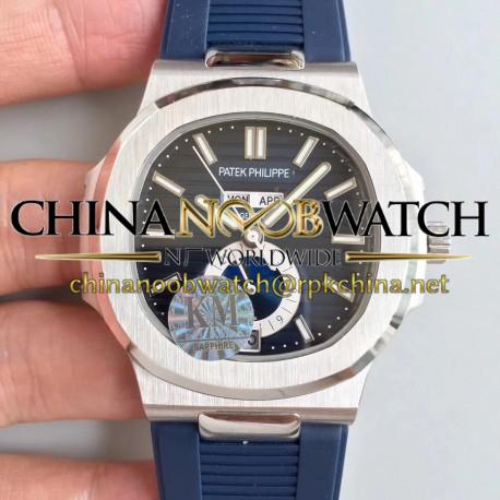 Replica Patek Philippe Nautilus Annual Calendar Moonphase 5726A KM V2 Stainless Steel Blue Dial Swiss 324 S QA LU 24H/303