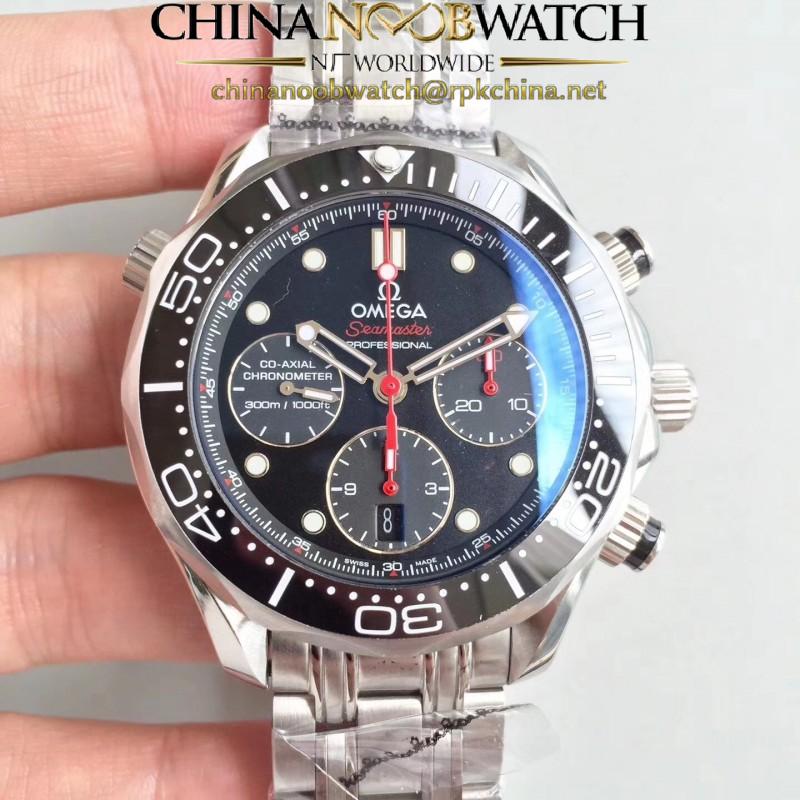 Replica Omega Seamaster Diver 300M Co-Axial Chronograph 44MM 212.32.44.50.01.001 OM Stainless Steel Black Dial Swiss 7753