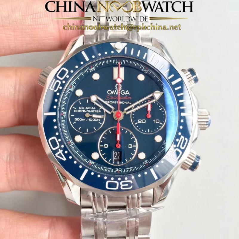 Replica Omega Seamaster Diver 300M Co-Axial Chronograph 44MM 212.30.44.50.03.001 OM Stainless Steel Blue Dial Swiss 7753