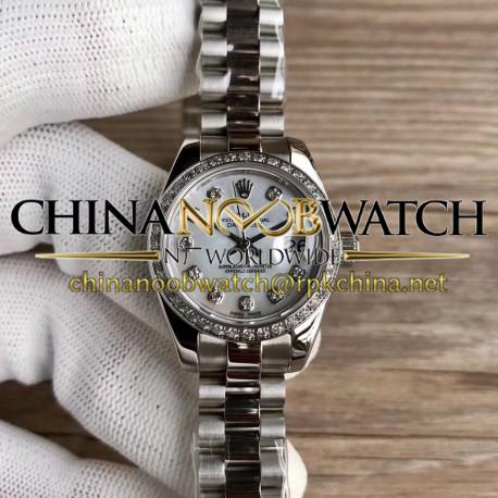 Replica Rolex Lady Datejust 28 279136RBR 28MM WF Stainless Steel & Diamonds Mother Of Pearl Dial Swiss 2671