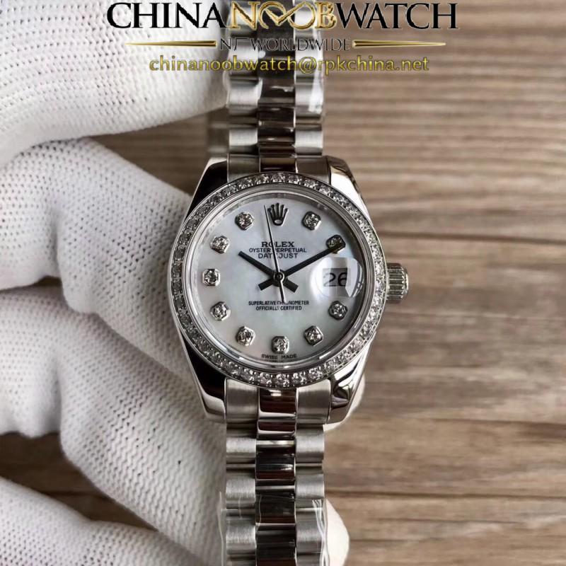 Replica Rolex Lady Datejust 28 279136RBR 28MM WF Stainless Steel & Diamonds Mother Of Pearl Dial Swiss 2671