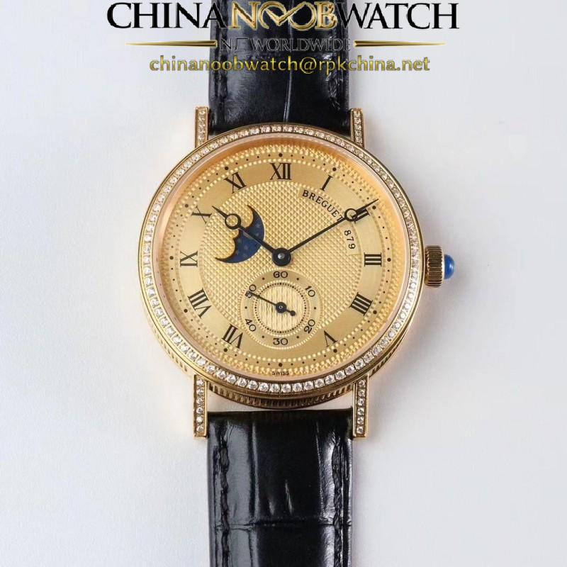 Replica Breguet Classique Moonphase 4396 GXG Yellow Gold & Diamond Gold Dial Swiss 5165R