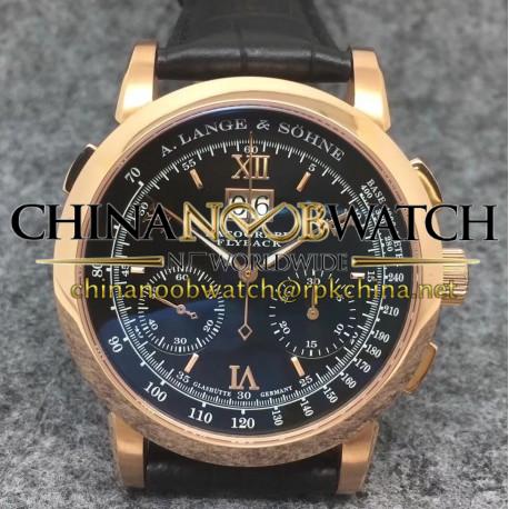 Replica A. Lange & Sohne Datograph Flyback BM Rose Gold Black Dial Swiss Lemania