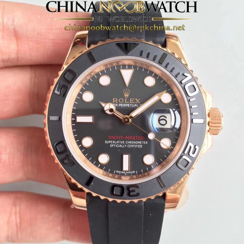 Replica Rolex Yacht-Master 40 116655 AR Rose Gold Black Dial Swiss 3135