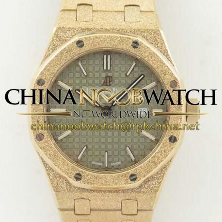 Replica Audemars Piguet Royal Oak Frosted Gold Quartz 33MM 67653 OM Rose Gold Green Dial Swiss 3132