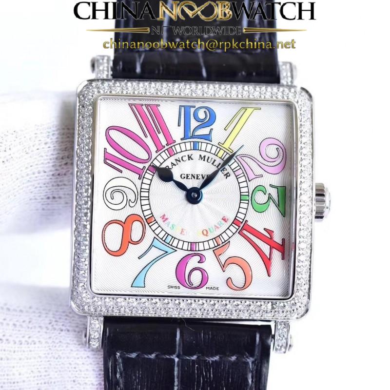 Replica Franck Muller Master Square Ladies 6002 M QZ D  GF Stainless Steel & Diamonds White Dial Swiss Quartz