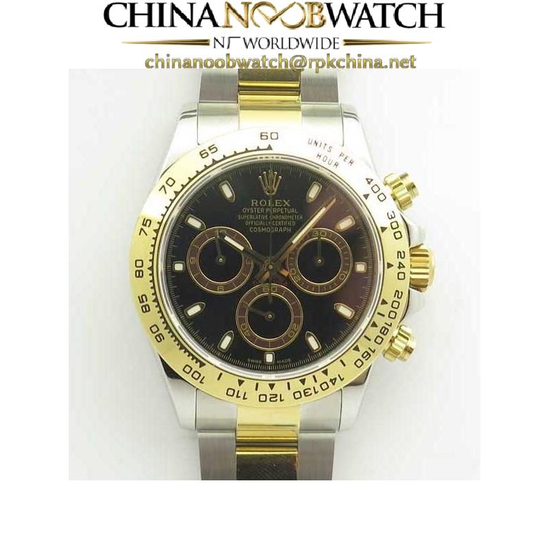 Replica Rolex Daytona Cosmograph 116503 BP Yellow Gold & Stainless Steel Black Dial Swiss 4130 Run 6@SEC