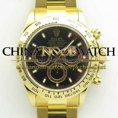 Replica Rolex Daytona Cosmograph 116508 BP Yellow Gold Black Dial Dial Swiss 4130 Run 6@SEC