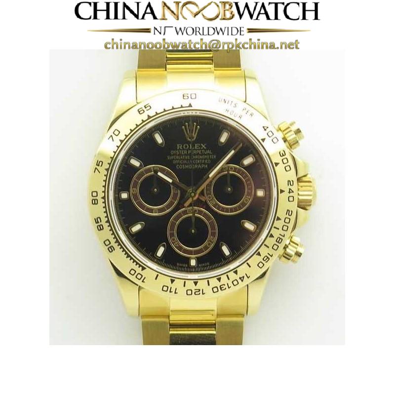 Replica Rolex Daytona Cosmograph 116508 BP Yellow Gold Black Dial Dial Swiss 4130 Run 6@SEC