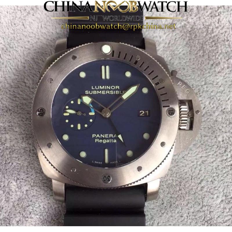 Replica Panerai Luminor Submersible GMT Regatta PAM371 ZF Titanium Black Dial Swiss P9001