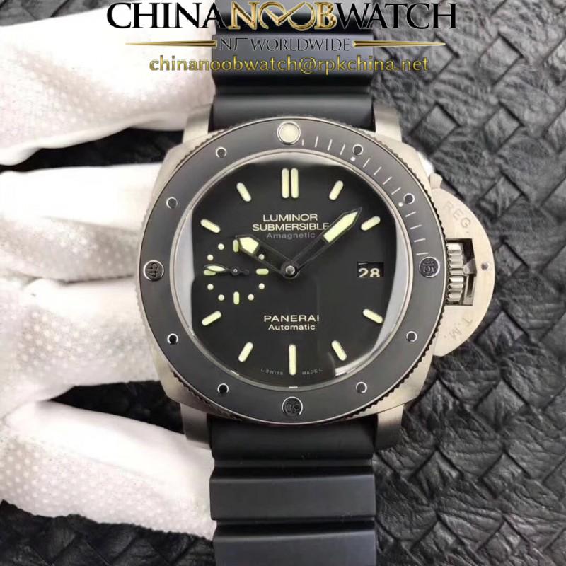 Replica Panerai Luminor Submersible 1950 Amagnetic 3 Days PAM389 VS V2 Titanium Black Dial Swiss P9000