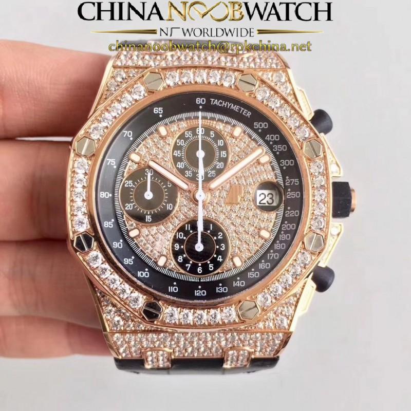 Replica Audemars Piguet Royal Oak Offshore 26067OR.ZZ.D002CR.01 JF V3 Rose Gold & Diamonds Diamond Dial Swiss 7750