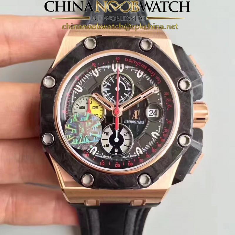 Replica Audemars Piguet Royal Oak Offshore Grand Prix 26290RO.OO.A001VE.01 JF V2 Rose Gold Black Dial Swiss 3126