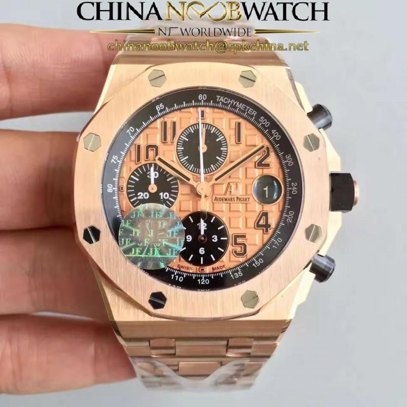 Replica Audemars Piguet Royal Oak Offshore 26470OR.OO.1000OR.01 JF V2 Rose Gold Gold Dial Swiss 3126