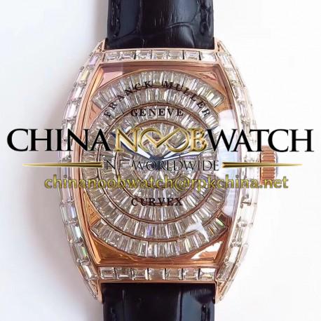 Replica Franck Muller Cintree Curvex 8880 CC AT D ABF Rose Gold & Diamonds Diamond Dial Swiss 2824-2