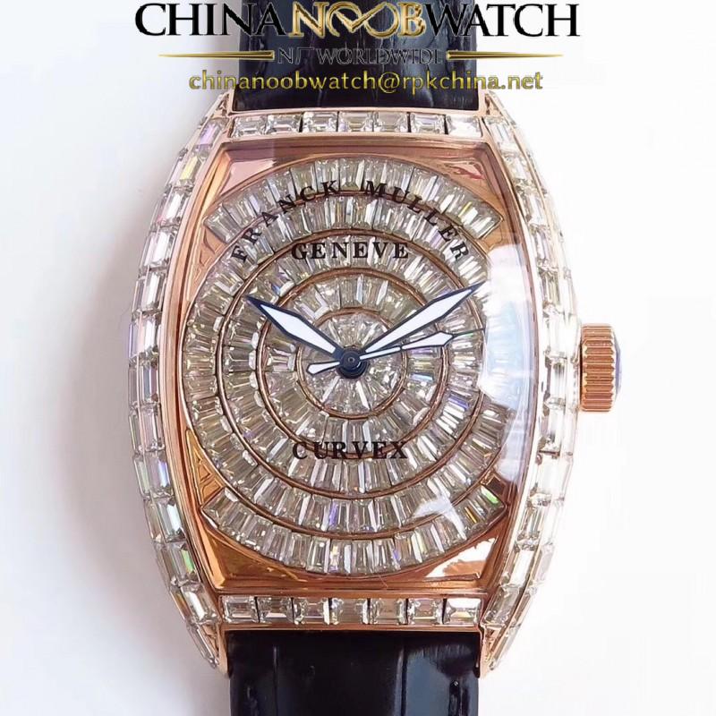 Replica Franck Muller Cintree Curvex 8880 CC AT D ABF Rose Gold & Diamonds Diamond Dial Swiss 2824-2