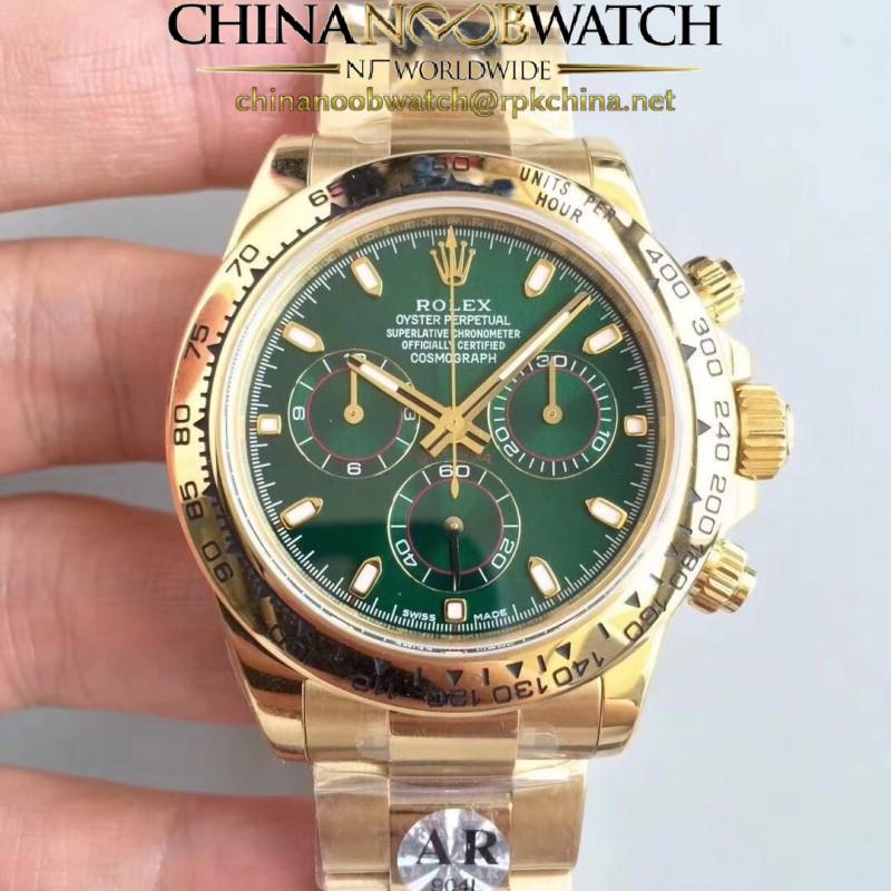 Replica Rolex Daytona Cosmograph 116508 AR Stainless Steel 904L With 18K Yellow Gold Wrapped Green Dial Swiss 4130 Run 6@SEC