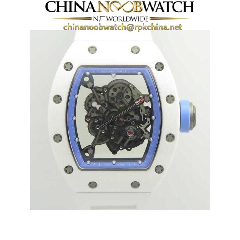 Replica Richard Mille RM055 KV V2 White Ceramic Blue Skeleton Dial M8215