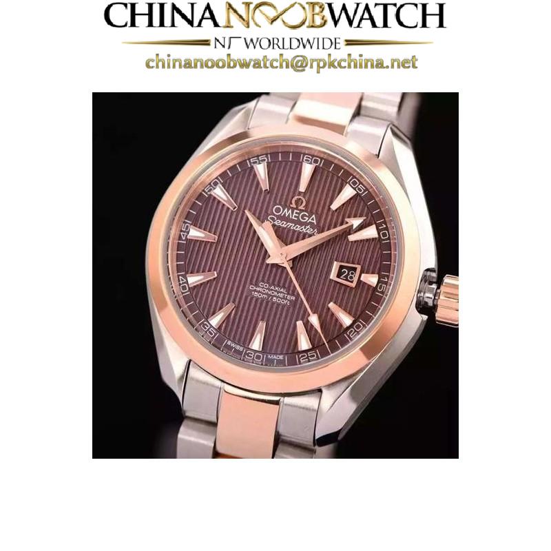 Replica Omega Aqua Terra Lady 34MM Rose Gold & Stainless Steel Brown Dial Swiss 8520