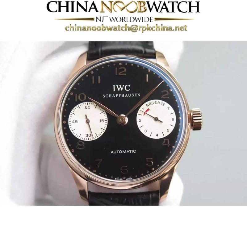 Replica IWC Portuguese IW5001 YL V3 Rose Gold Black & White Dial Swiss 52010