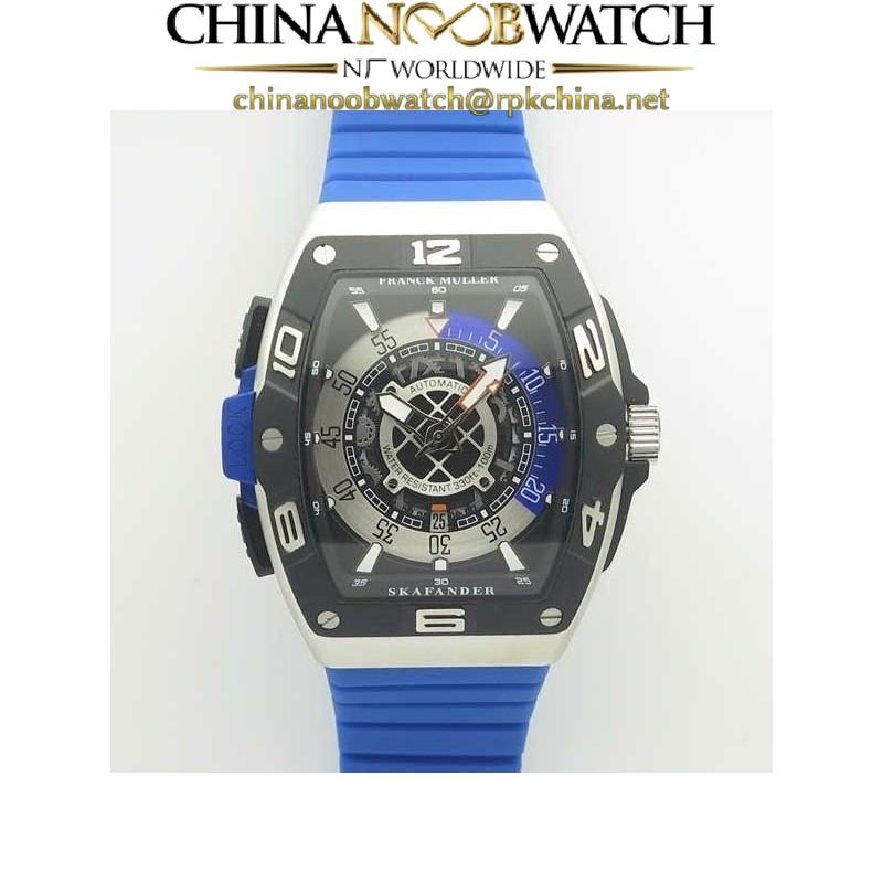 Replica Franck Muller Skafander SKF 46 DV SC DT N Stainless Steel Blue Skeleton Dial M8215