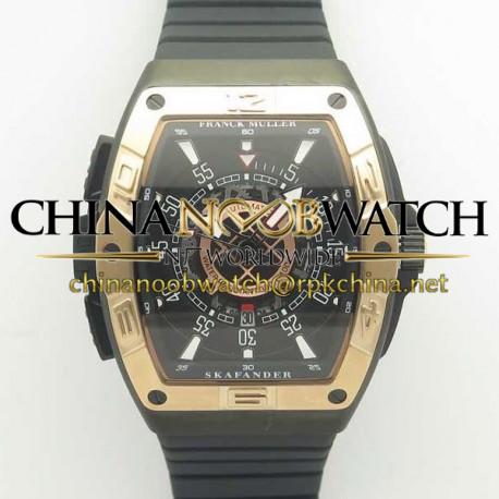 Replica Franck Muller Skafander SKF 46 DV SC DT N Ceramic & Rose Gold Black Skeleton Dial M8215