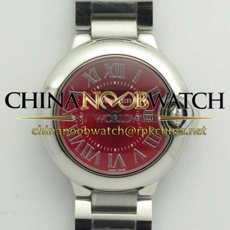 Replica Ballon Bleu De Cartier Ladies 33MM  WSBB0022 V6 Stainless Steel Red Dial Swiss Ronda Quartz