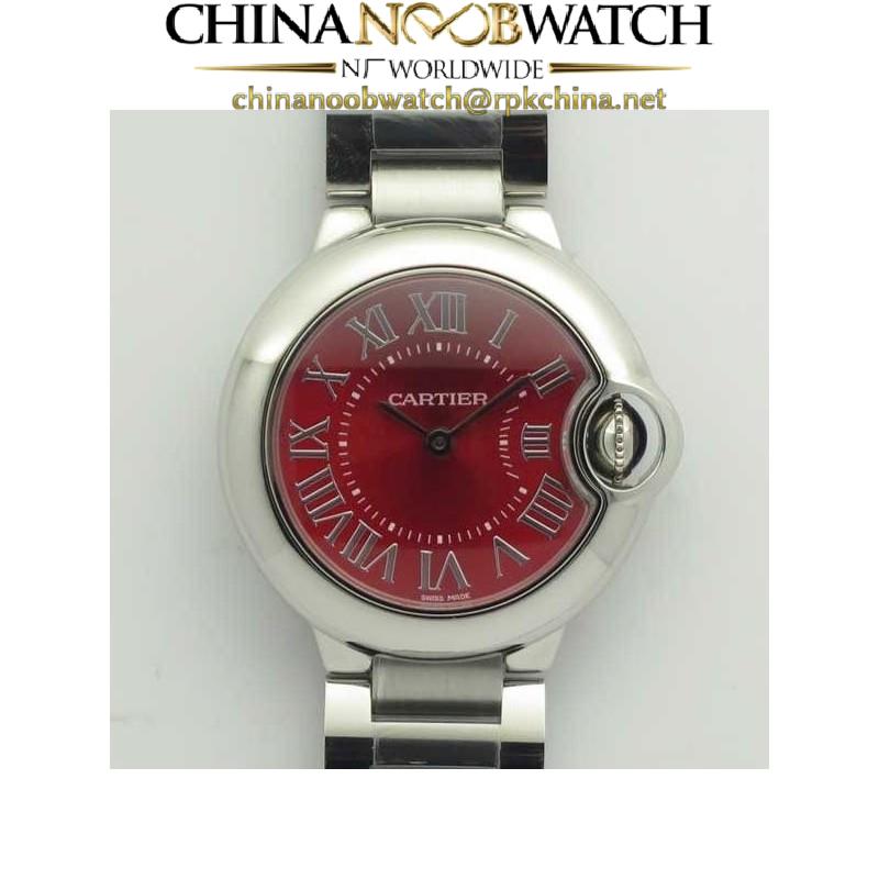 Replica Ballon Bleu De Cartier Ladies 33MM  WSBB0022 V6 Stainless Steel Red Dial Swiss Ronda Quartz