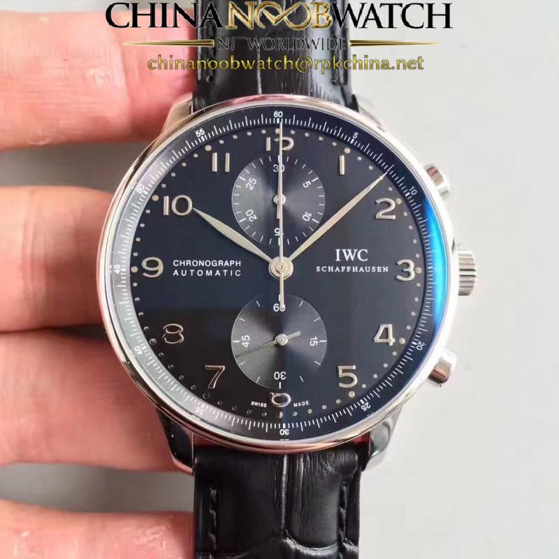 Replica IWC Portugieser Chronograph IW371447 ZF Stainless Steel Black Dial Swiss 7750