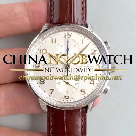 Replica IWC Portugieser Chronograph IW371445 ZF Stainless Steel & Diamonds White Dial Swiss 7750