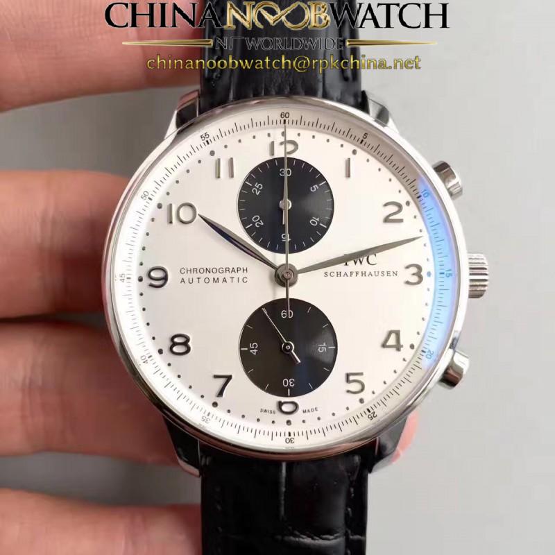 Replica IWC Portugieser Chronograph IW3714-11 ZF Stainless Steel White & Black Dial Swiss 7750