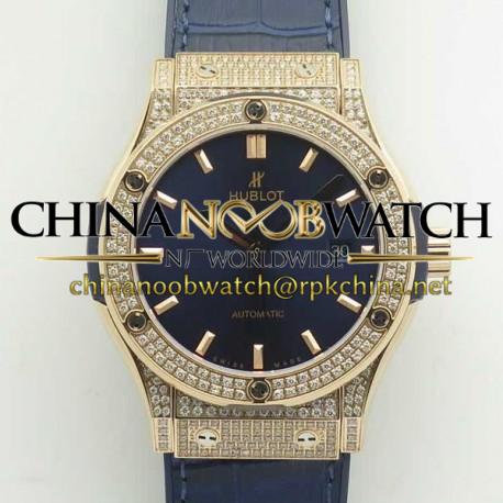 Replica Hublot Classic Fusion King Gold Pave 42MM 511.OX.1181.LR.1704 F16 Rose Gold & Diamonds Blue Dial Swiss 2892