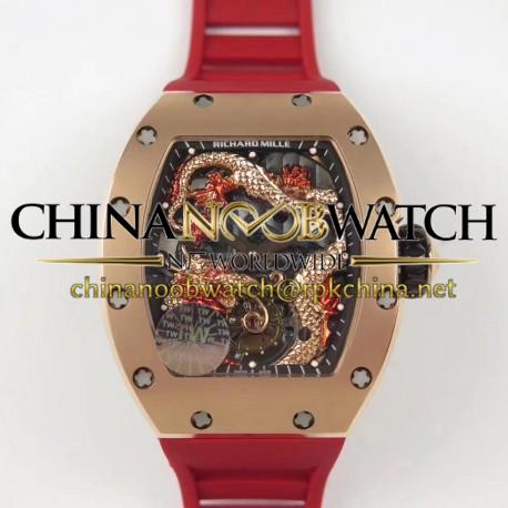 Replica Richard Mille RM057 Tourbillon Dragon  Jackie Chan TW Rose Gold Black & Rose Gold Skeleton Dial  Swiss Tourbillon