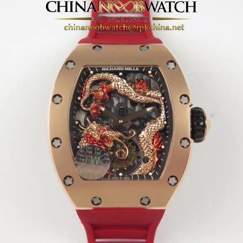 Replica Richard Mille RM057 Tourbillon Dragon  Jackie Chan TW Rose Gold Black & Rose Gold Skeleton Dial  Swiss Tourbillon