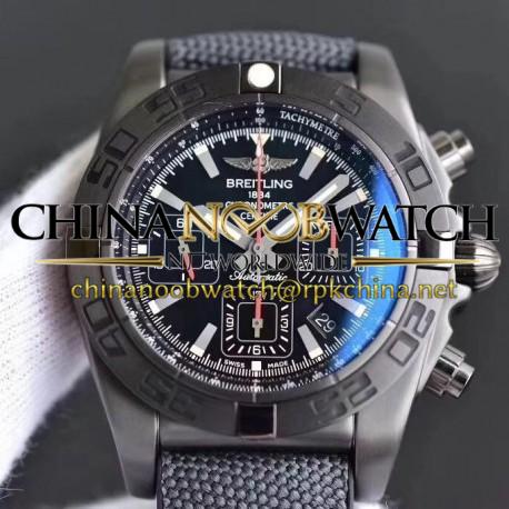 Replica Breitling Chronomat 44 Blacksteel MB0111C3/BE35 GF PVD Black Dial Swiss 7750