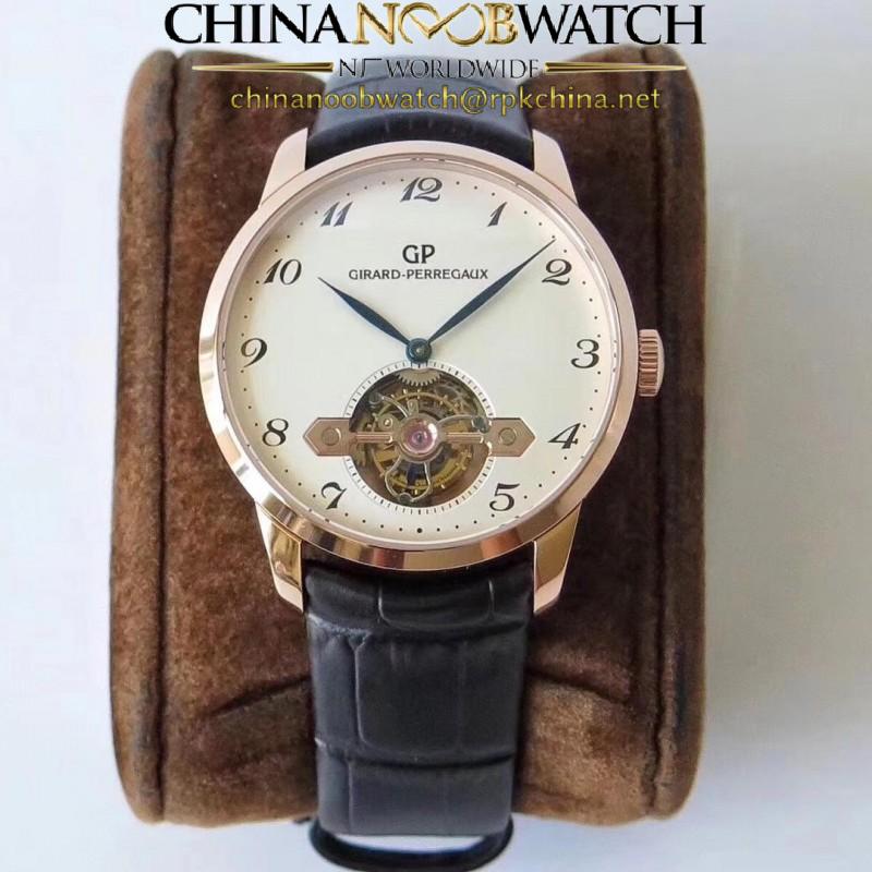 Replica Girard Perregaux 1966 Tourbillon Sous Pont D'Or 99535-52-131-BKBA N Rose Gold White Dial Swiss Tourbillon