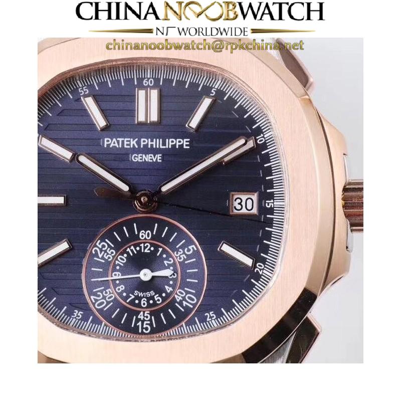 Replica Patek Philippe Nautilus Chronograph 5980/1AR-001 PP Rose Gold & Stainless Steel Blue Dial Swiss 7750