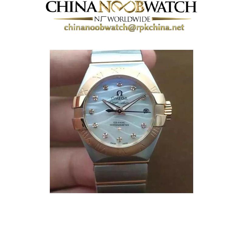 Replica Omega Constellation Double Eagle Lady 27MM Stainless Steel & Rose Gold Pearl Dial Swiss 8520