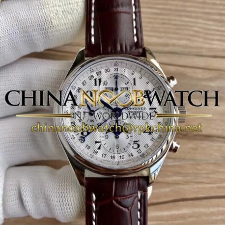 Replica Longines Master Collection Moonphase Chronograph L2.673.4.78.3 JF Stainless Steel White Dial Swiss 7751