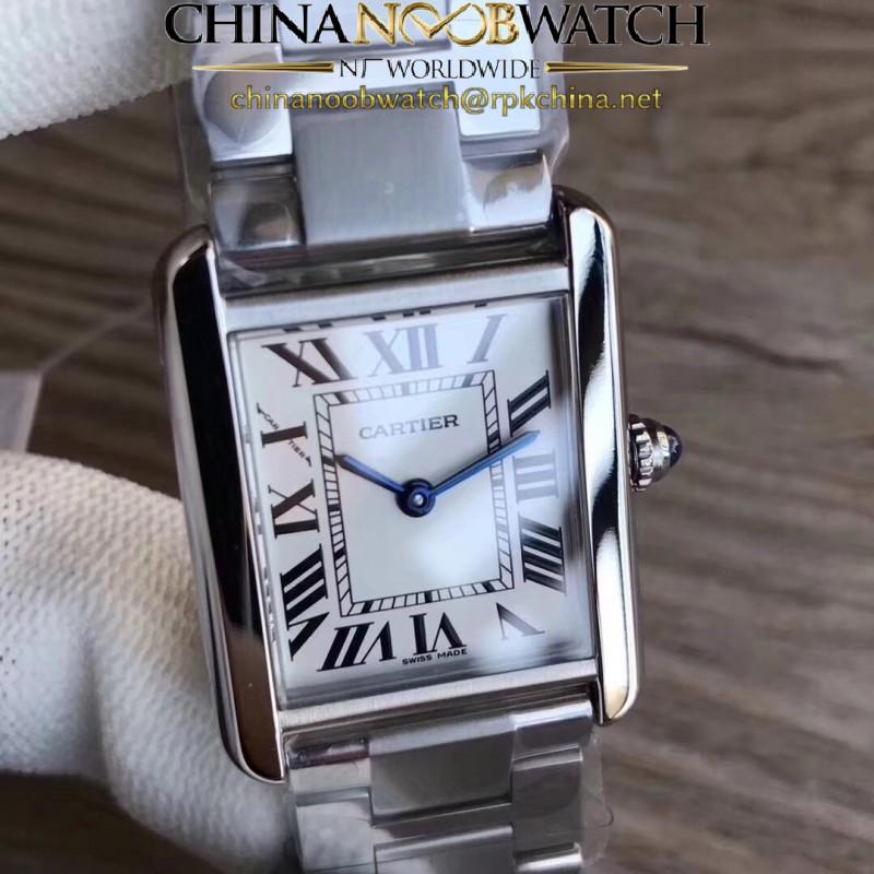 Replica Cartier Tank Solo Ladies 35MM W5200014 GP Stainless Steel Silver Dial Swiss Ronda Quartz